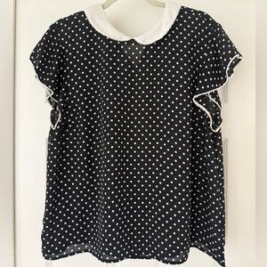 CeCe Black and White Polka Dot Blouse